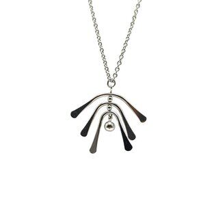 Vintage 1972 Avon Windchimes Silver Tone Abstract Pendant Necklace